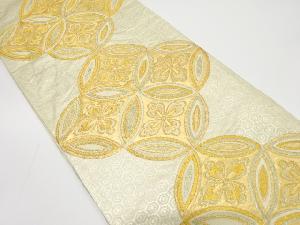 アンティーク　花七宝模様織り出し袋帯（着用可）